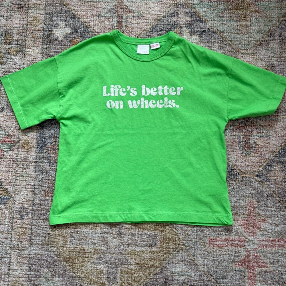 Zara Green Kids Tee - Life's Better on Wheels - Picture 2 of 2